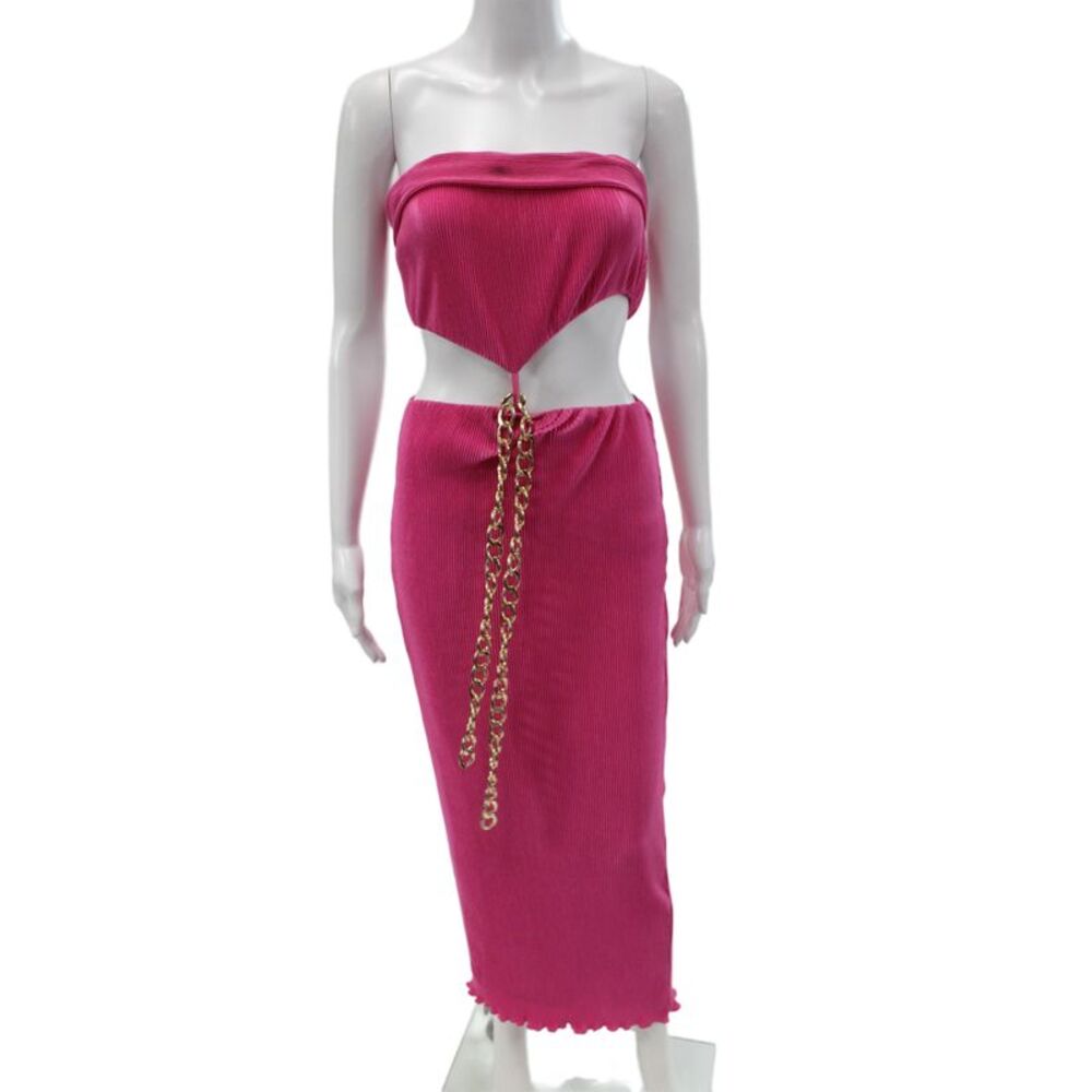 Runaway The Label Women Bodycon Dress Pink Off the Shoulder Long Size S